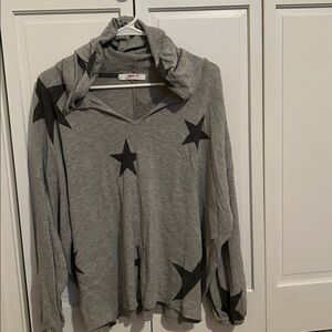 Gray Star-Patterned Women's Hoodie